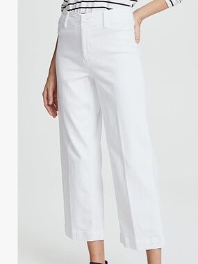PAIGE Nellie Culotte White Denim Wide Leg Trousers Coastal White